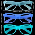 Gafas de fiesta de neón con efectos visuales para el día, fluorescente y la noche - Cuadrado / Marco Cuadrado Azul Claro