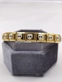 Handcrafted gold stainless steel modular bracelet featuring white skull designs - 0006-white Skull With Gold Trim 1 Section
