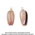 Natural conch shell pendant with gold plated edge, 10x26mm-15x37mm size for DIY - Slender Conical Style (BTA144-9)