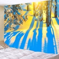 Winter forest snow scene tapestry with golden sunlight for bedroom wall decor - 150x130cm / Sunlight Forest Shadow
