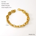 Pulsera de eslabones de grano de café en acero inoxidable bañado en oro de 18K con cierre - Estilo Clásico Grano de Café (ZYG1656) / Dorado