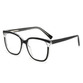 Moderne tweekleurige zwart-transparante vierkante bril met een stijlvolle retro finish - Zwart Wit Frame