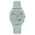 Orologio al quarzo quadrato alla moda con cinturino in silicone verde menta goffrato - Verde Menta