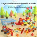 Building block engineering vehicle set with red crane and blue storage box - CB51 Engineering Master Set Programming Blocks (Large Particles)
