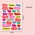 Colorful budget planner stickers with 29 labels for expense tracking, 14x19cm sheet - Shaped Multicolor Word Stickers