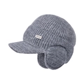 Berretto invernale da uomo in maglia grigio scuro con paraorecchie e visiera - grigio scuro