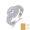 Elegant S925 silver moissanite ring with GRA certificate and brilliant side stones - R13431 Three Stone Style (With GRA)
