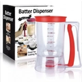 Batter dispenser with red handle and scale markings for pancakes and cupcakes - Red