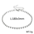 Bracciale a catena con sfere in acciaio inossidabile argento, 180mm di lunghezza e sfere 3mm - 3mm Color Acciaio (KB166896-Z)