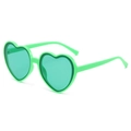 Vibrant neon green heart shaped fashion sunglasses for party and summer beach events - Green Frame Transparent Green Lens