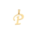 Polished 18K gold plated stainless steel letter P pendant with bail connector - Letter P