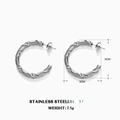 Orecchini a cerchio a C intrecciati in acciaio inossidabile diametro 3 cm argento - 3cm / Color Acciaio