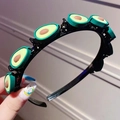 Diadema negra con clips de aguacate verde para niñas, accesorio para peinado trenzado - Aguacate