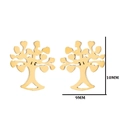 Detailed view of gold tree earrings with measurements 10mm height and 9mm width - 311 Tree of Life / Gold