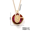 Gold Virgin Mary pendant necklace with colorful crystal base and white diamonds - Red Purple Yellow Gradient Crystal Style (N00921-113)