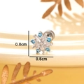 Silver snowflake zircon stud earrings with blue stones and screw back flat closure - Silver Snowflake Blue White Zirconia (Single Piece) (A278)