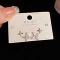 Silver earring set with crystal studs in star shapes on elegant black velvet background - Silver-Rhinestone Starburst Set (107#)