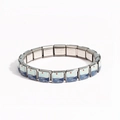 Modular stainless steel stretch bracelet with blue lighthouse and sea enamel charms - Lighthouse Ocean Waves Landscape (Style 16)