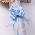 Light blue gift pull bow ribbon with embossed rose pattern on marble base - Light Blue Rose