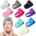 Adjustable spa headbands in 9 colors with magic tape for face washing and yoga - Stitched Headband + 2 Wristbands Set / Pink