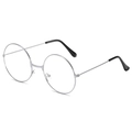 Lunettes rétro à monture ronde en métal argenté avec embouts noirs sur fond blanc épuré - Cadre Argenté