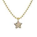 Golden bead chain necklace with a colorful star pendant featuring micro-set cubic zirconia - Five-pointed Star Style (Bead Chain)