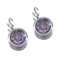 Schwanenförmige Silber-Ohrhänger mit einem runden violetten Zirkonstein in einer Fassung - Schwanenform Stil / 10er Pack / Stahlbasis Lila