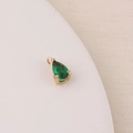 Detailed close-up of a pear-shaped green zircon pendant with gold plating for DIY jewelry - Dark Green (6#)
