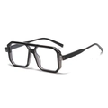 Gafas de sol octogonales retro con doble puente en negro brillante y gris humo - Montura Negra Gris Lentes Transparentes