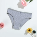 Grey cotton ribbed low-rise briefs for women featuring breathable fabric and dual-layer crotch - S(30) / Light Gray