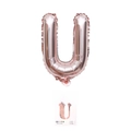 Rose gold letter U foil balloon with retail card packaging for birthday party decor - 16" / Rose Gold Letter U (With Backing Card)