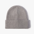 Classic dark grey knit beanie hat for winter with ribbed cuff design and soft texture - One Size / Light Gray