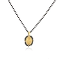 Collana etnica in acciaio con perle di vetro nere e ciondolo della Vergine Maria - Vetro Nero Oro