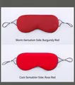 Detail of dual-sided sleep mask showing warm and cool fabric with adjustable straps - Burgundy