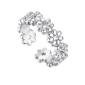 Minimalist S925 sterling silver open daisy flower toe ring with adjustable band on white background - Style 2 (Daisy Silver) / Silver
