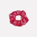 Hot pink satin scrunchie with a soft silk texture and elegant pleated design for women - Satin 31 (Hot Pink)