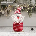 Knitted Santa decoration in red and white stripes, 30cm height with a wooden base - Red Santa Style A