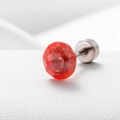 Single red round-cut zircon stud earring with silver titanium steel screw back - Red 6.2MM(A013-27#)