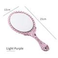 Vintage light purple handheld makeup mirror with embossed pattern 12cm width - Light Purple