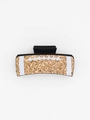 Golden glitter soccer ball hair claw clip with black base and white striped accents - Gold Glitter Football