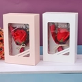 Pink and white soap rose gift boxes with transparent windows for Valentine's Day - Pink Box / Red