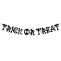 Glitzerndes schwarzes Trick or Treat Banner mit Totenkopf-Design für Halloween-Dekoration - Trick or Treat Banner / Schwarzer Glitzer