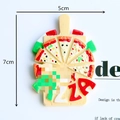 Detailed 3D pizza resin fridge magnet with tray and dimensions of 5cm by 7cm - Pizza Slice