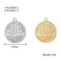 Par de colgantes Árbol de la Vida 25mm en acero inoxidable tonos dorado y plata - Estilo 7 / Color Acero