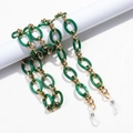 Bohemian style two-tone acrylic eyewear chain in dark green marble and golden finish - Color 11 (Dark Green Marble Pattern)
