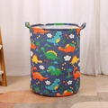 Large blue fabric storage basket featuring colorful cartoon dinosaur prints and handles - 35*45cm / Dinosaur