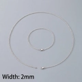 Set collana e bracciale in acciaio al titanio argento da 2mm con catena a maglie incrociate - Larghezza Catena 2mm (Colore Acciaio) / Bracciale 19CM