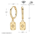 Detailed technical drawing of S925 silver star earrings with size and weight metrics - 925 Silver / 925 Silver Yellow Gold Plated