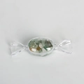 Candy-shaped glass container filled with green and brown natural crystal gemstones - Green Aventurine - 1PC