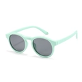 Mint green silicone round sunglasses for babies with dark grey UV protective lenses - Light Green-C17